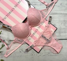 Victoria' S Secret Shine Cinturino Pizzo Push-Up Reggiseno Brasiliano Set Bello