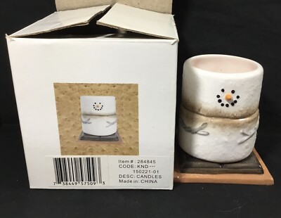 Ceramic marshmellow snowman, S'mores candle, new in box, 3.75'' tall