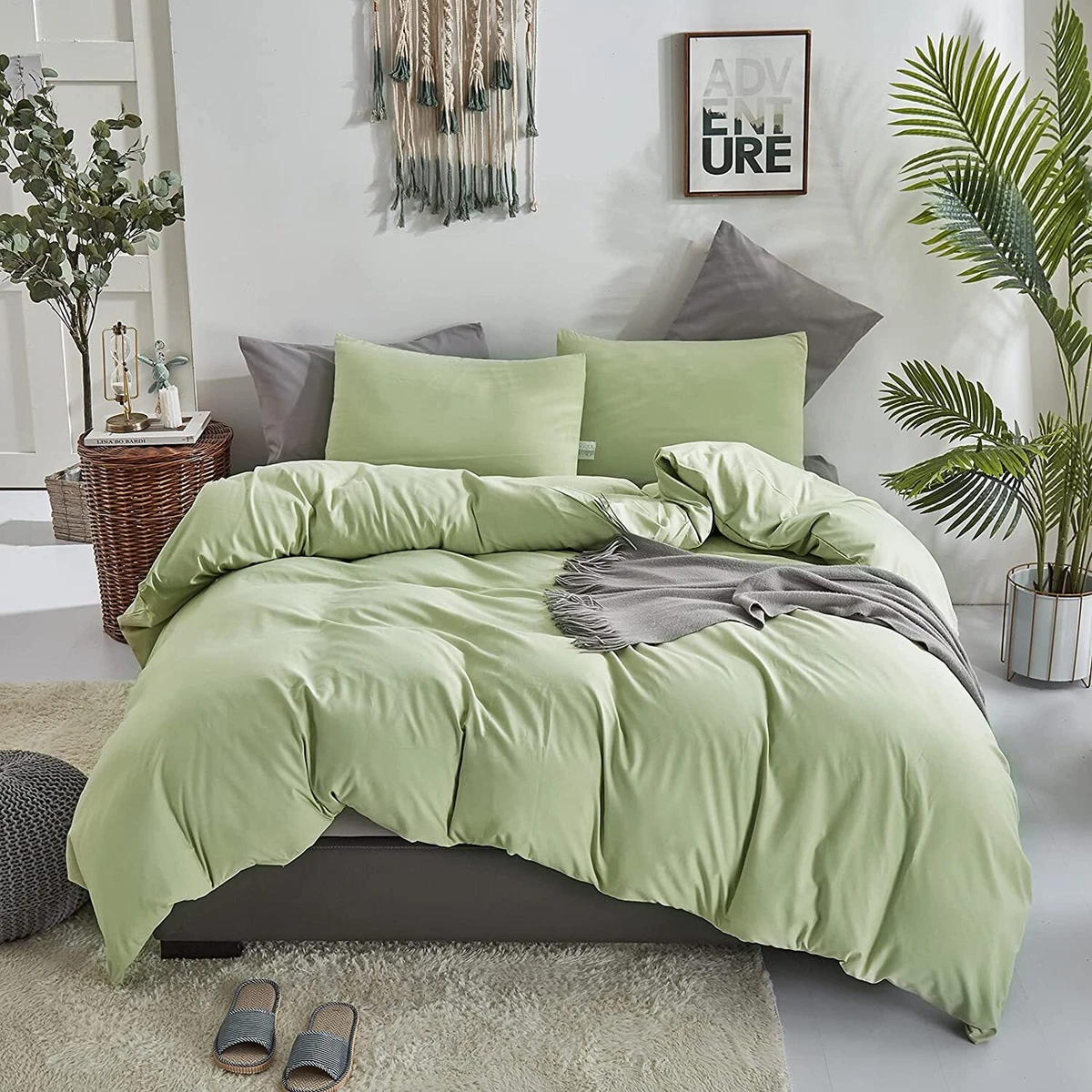 Sage green top euro shams