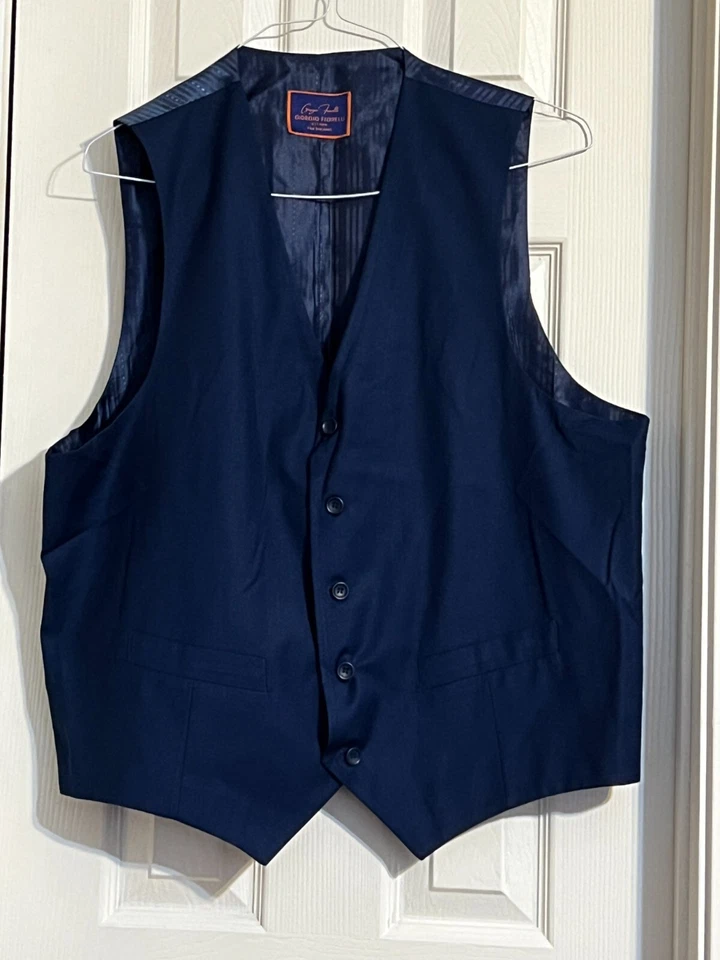 GIORGIO FIORELLI 3 Button Dark Navy Black Men's 3 piece Suit with Vest - Image 3 of 4