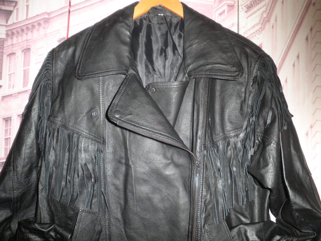 CHUPA CUERO FLECOS ROCKER PIEL VINTAGE CHAQUETA INDIAN LEATHER JACKET RACER- 42