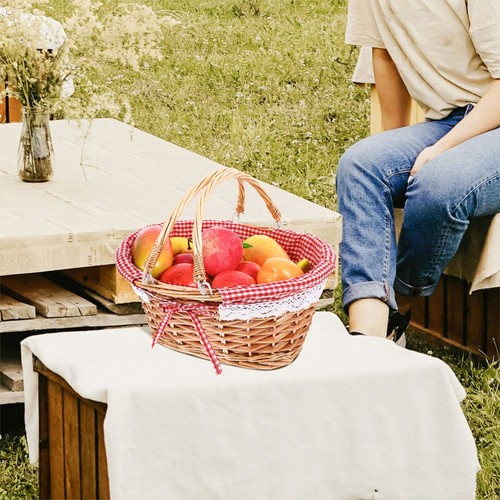 Rattan Picnic Basket Child Shopping Flower Gathering Cute Wicker