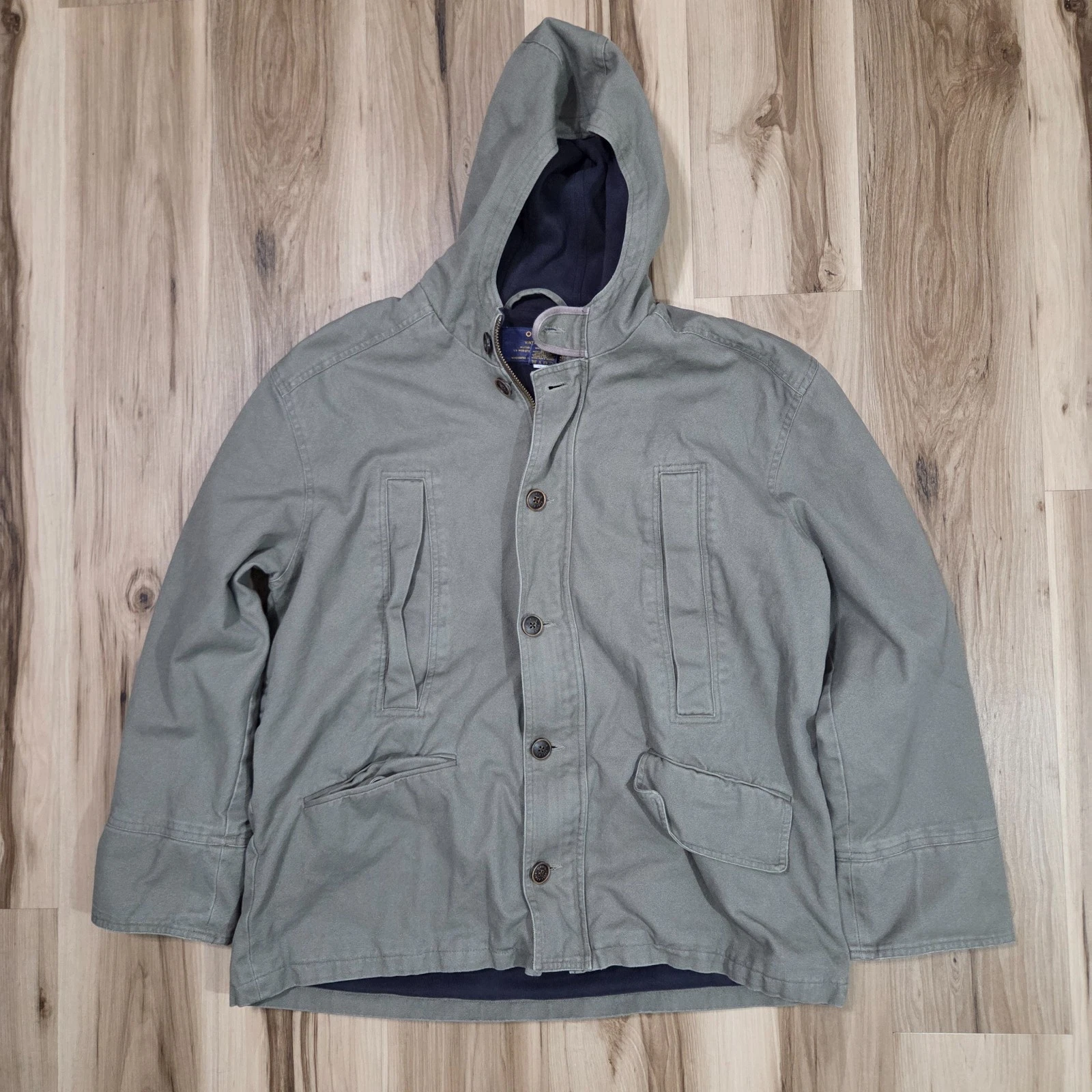 ORVIS VINTAGE ISSUE Military Grade Jacket Mens XL Field Spec 1856 Gray Hooded