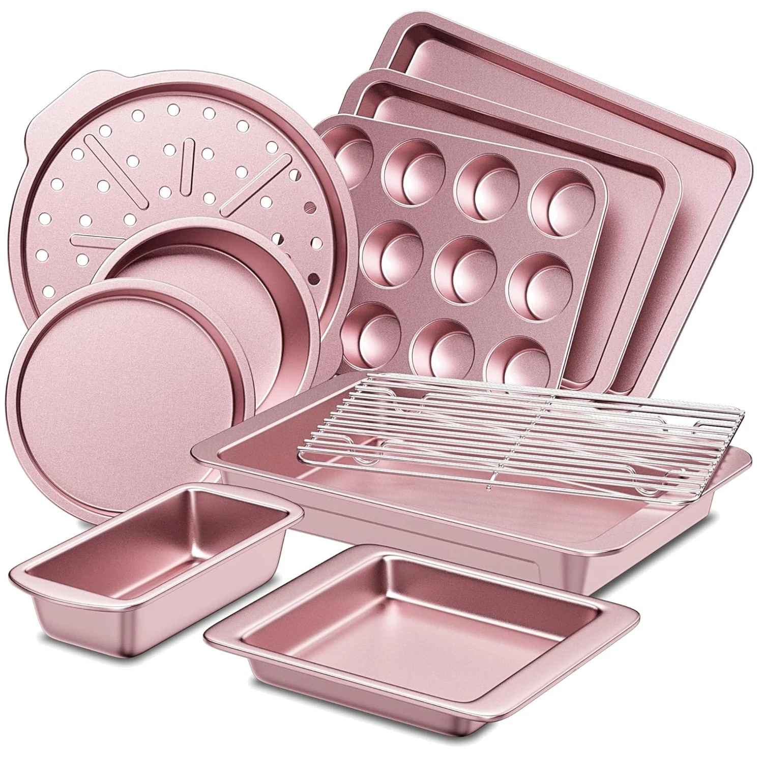 10-Piece Bakeware Sets with Wider Grips, Nonstick Oven Pan