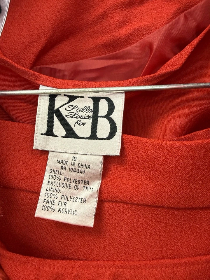 Conjunto de vestido blazer para mujer Katherine Bishop II rojo con ribete de piel sintética - talla 10 Foto 4 de 4