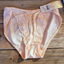 Vtg Size 5 Small Delicates 3192 Lace Trim Satin Floral Peach Panty