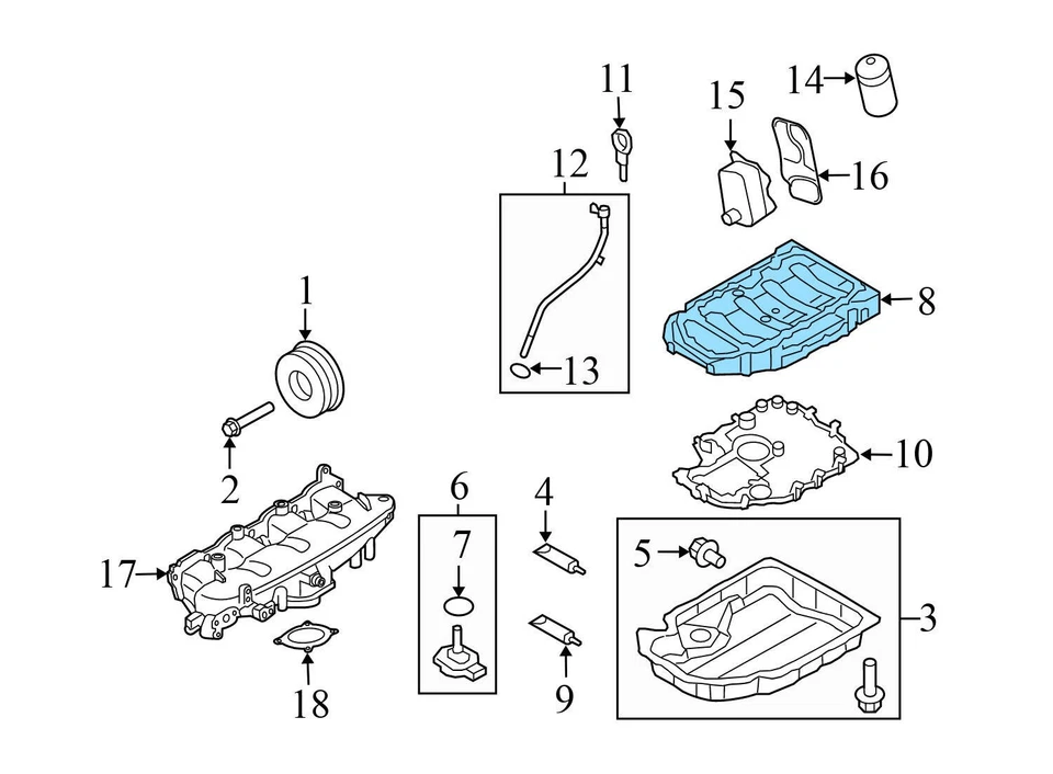 Audi A4 Allroad 2013 2,0 L - motor superior bandeja de aceite 06H103603 Foto 4 de 4