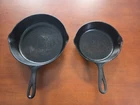 Pair of  Wagner Ware Cast Iron skillets, Model 1055 and 1058, Seasoned