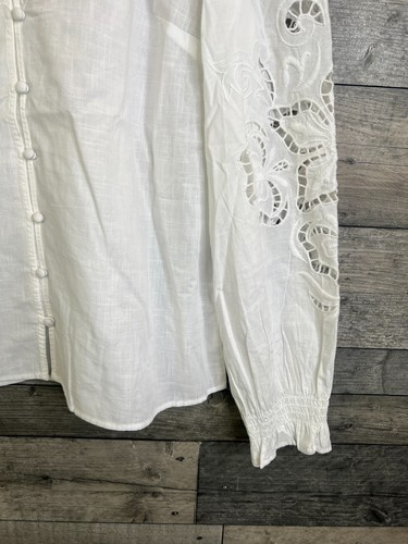 Boden Damen Bluse Top UK 12 weiß Cutwork Spitze bestickt Shirt Freizeit Smart - Bild 5 von 11