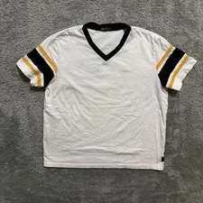 Steel City Pittsburgh Mens V Neck Short Sleeve Ringer T-shirt Size Large