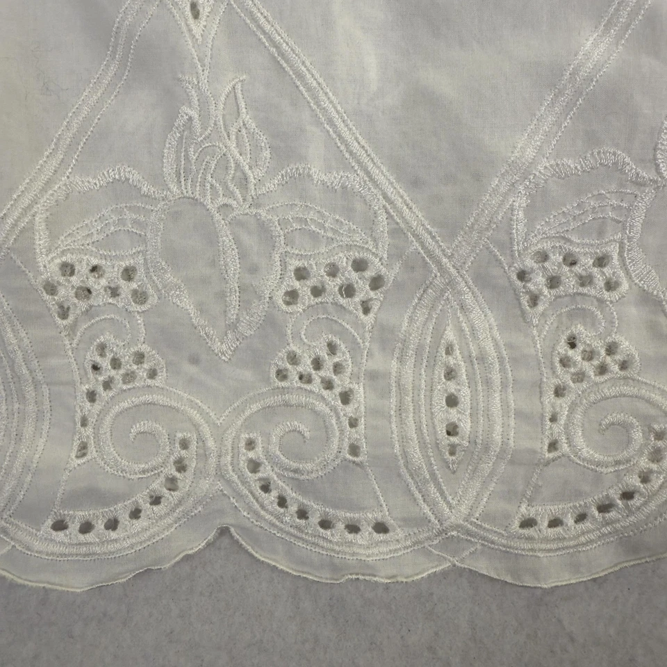 COLDWATER CREEK Top Size 2X White Pintuck Embroidered Eyelet Button Up Romantic - Image 4 of 4