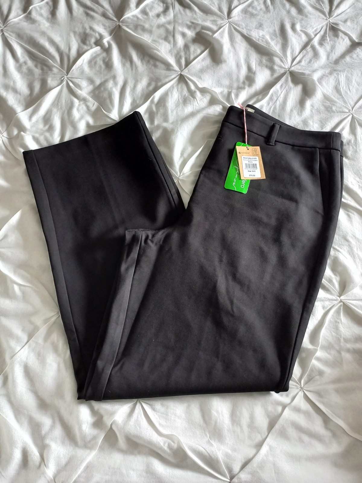 Boden Black Pimlico Stretchy Ponte Wide Leg Trousers Size 18 Uk New