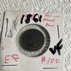1861 Indian Head Small Cent VF Very Fine Grade Uncertified US Coin