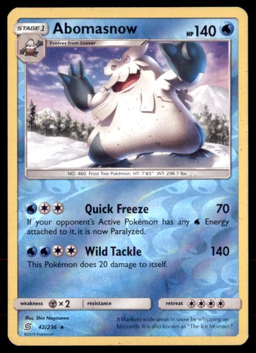 Pokemon Abomasnow 42/236 Unified Minds Reverse Holo
