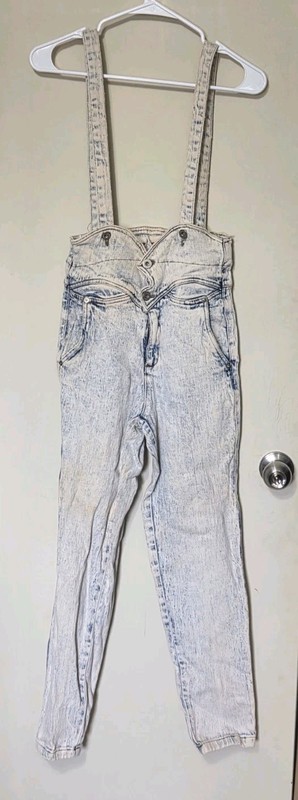 Vtg Bonjour Acid Washed Girls Overalls Sz 9/10