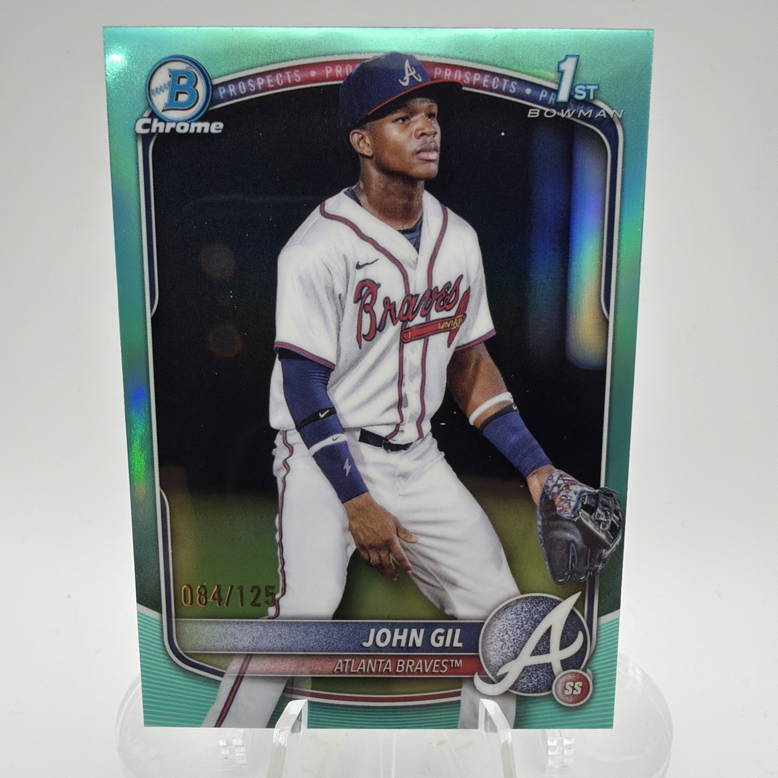 2025 Bowman Chrome John Gil /125 Aqua Refractor 1st Bowman