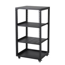 Server Rack 15U Open Frame 19" Floor Standing with Casters for IT AV Equipment