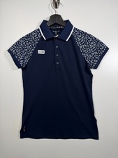 BNWT RLX Ralph Lauren Womens Tailored Fit Golf Sport Polo Shirt Navy Blue Sz XS
