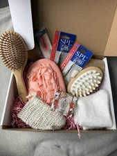 Spa Gift Box - Natural Self Care Kit with Brush, Soap, Socks & Massage - Relax