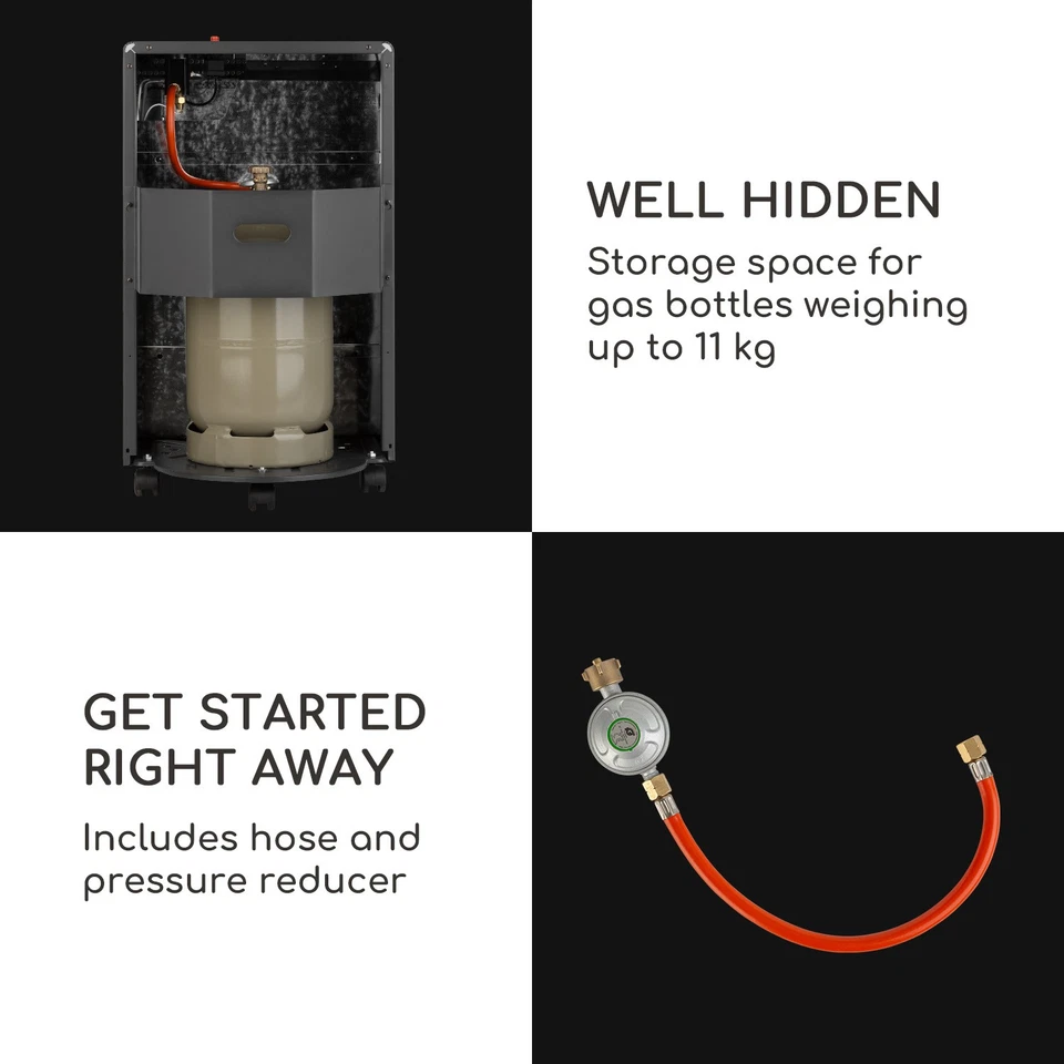 Estufa de gas calentador de gas aparato de calefacción jardín terraza calefacción luz de fuego 3,4 kW ruedas - Imagen 4 de 4