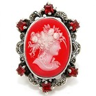 Swiss Marcasite Italian Cameo White Lady 925 Sterling Silver Ring Sz 6 PC13-7 — photo 1