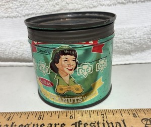 Vintage Rare Girl Scout Virginia Blanched Peanuts Advertising Tin