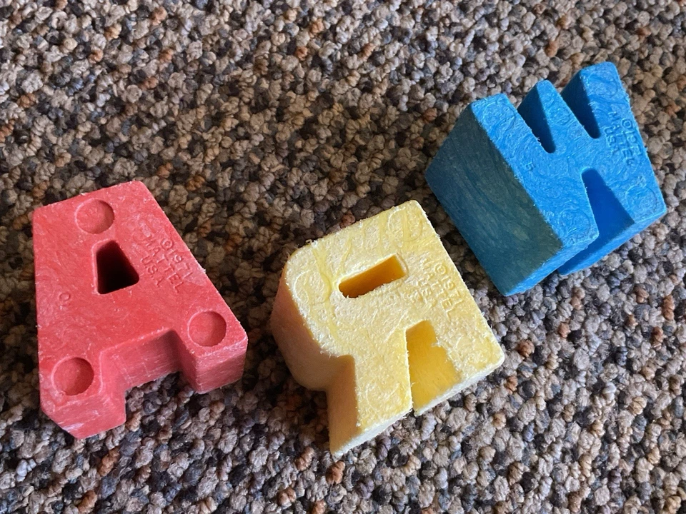 Mattel / Tuff Stuff: CHUNKY ALPHABET LETTER BLOCKS Complete A-Z +4 Vowels (1971) - Image 4 of 4
