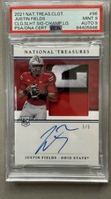 2021 National Treasures Collegiate Justin Fields RPA Rookie Patch Auto /5 PSA 9