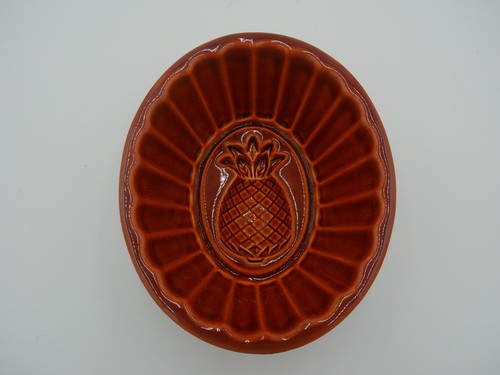 Vtg Williams Sonoma Brown Glazed Ceramic Cranberry, Jello Mold 7" X 6" X 3" Tall