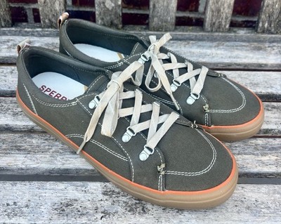 Sperry Crest Vibe Olive Green Sneakers Lace-Up Shoes 10