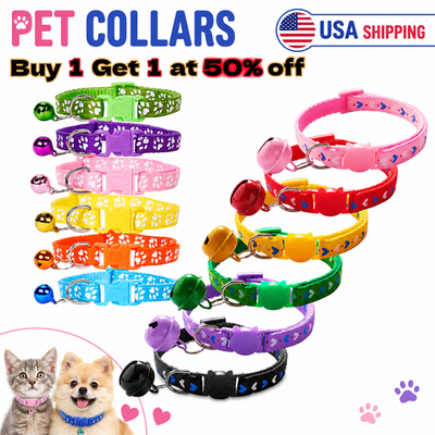 #ad Adjustable Reflective Cat Collar with Bell Nylon Safety Collar for Kitten Puppy $3.15