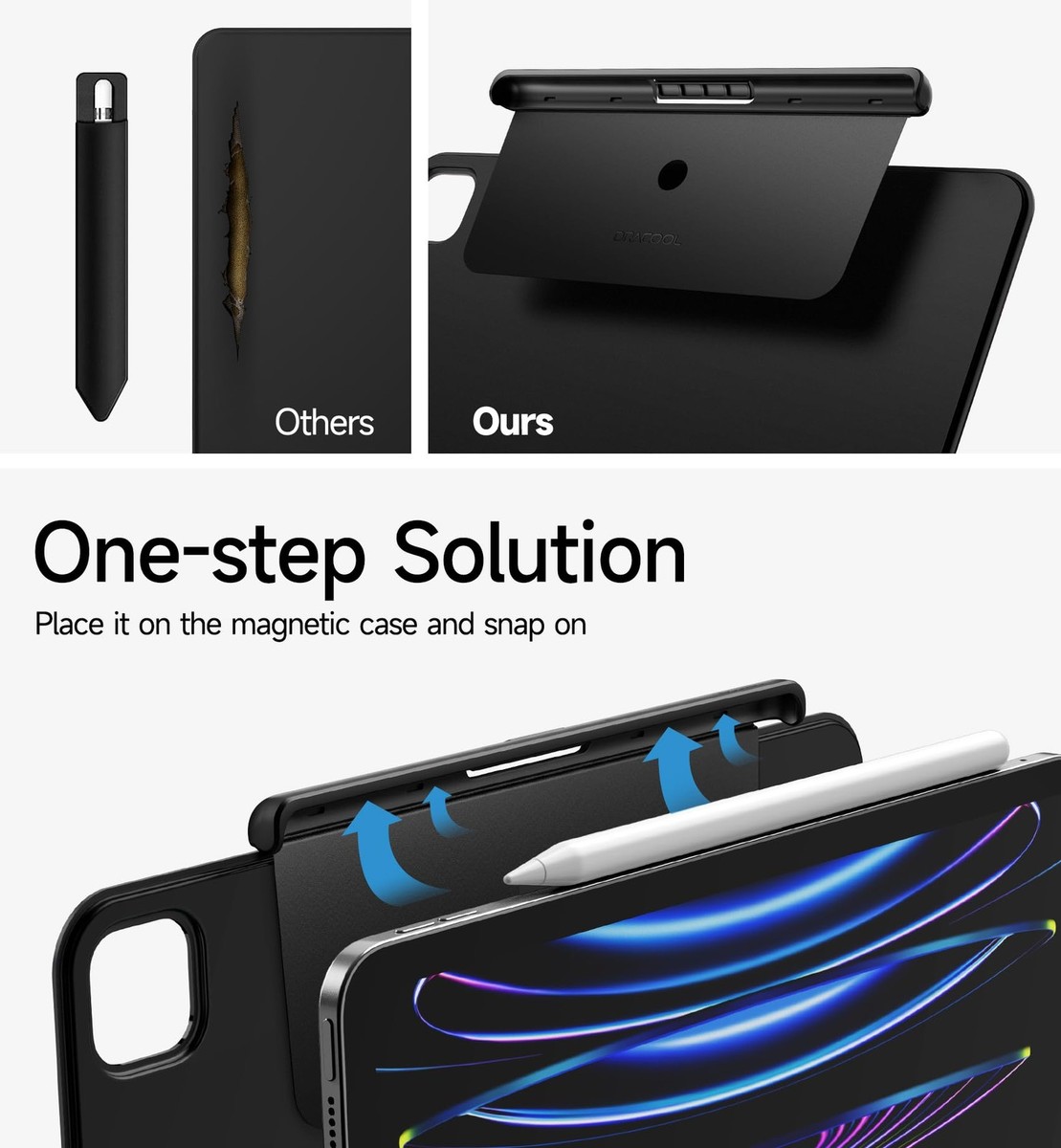 Apple Pencil Holder for Magic Keyboard & Smart Folio - Black 6.53