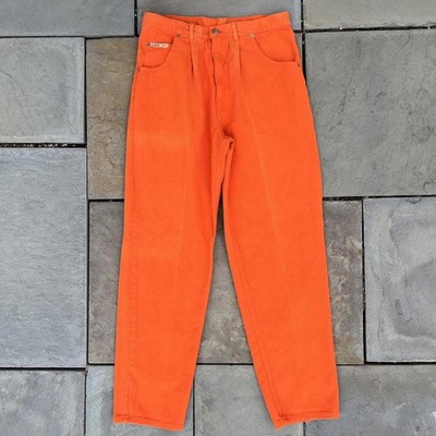 Neo-Vintage 90s Orange Denim Pleated Jeans