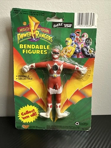 Vintage Mighty Morphin Power Rangers 5" Bendable Figure Red Bandai 1994 SIGNED
