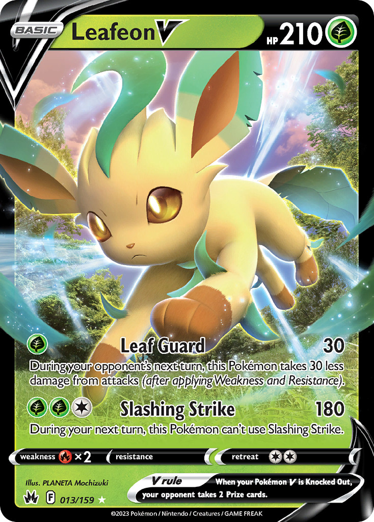 LEAFEON V 013/159 HOLO RARE V CROWN ZENITH POKEMON NEAR MINT