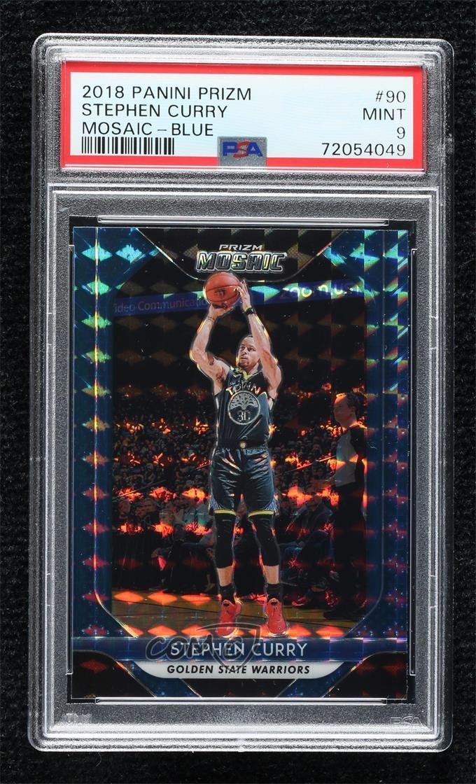2018-19 Panini Prizm Mosaic Blue Stephen Curry #90 PSA 9 MINT r4i