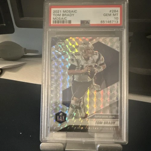 2021 Panini Mosaic Super Bowl MVPs Tom Brady #284 Mosaic Prizm Patriots PSA 10