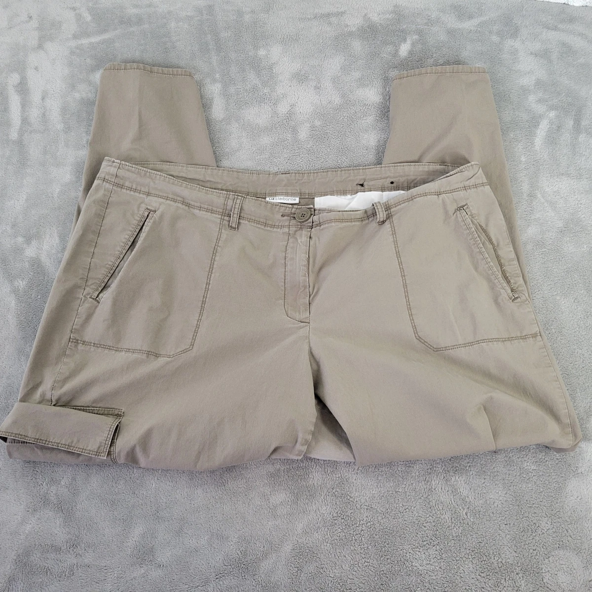 Pantalon Liz Claiborne Taille 16 Marron Lin Coupe Large Femme (neuf Avec étiquette)