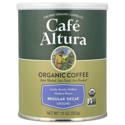 Organic Coffee, Ground, Medium Roast, Regular Decaf, 10 oz (283 g)