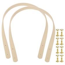 2Pcs Leather Bag Handles, 23.6" Handle Purse Straps with Rivets, Beige