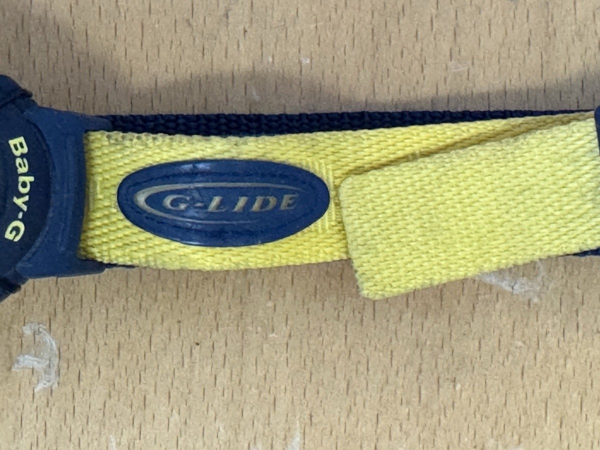 Vintage Casio Baby-G BG-340 1559 Digital Watch White Yellow Nylon