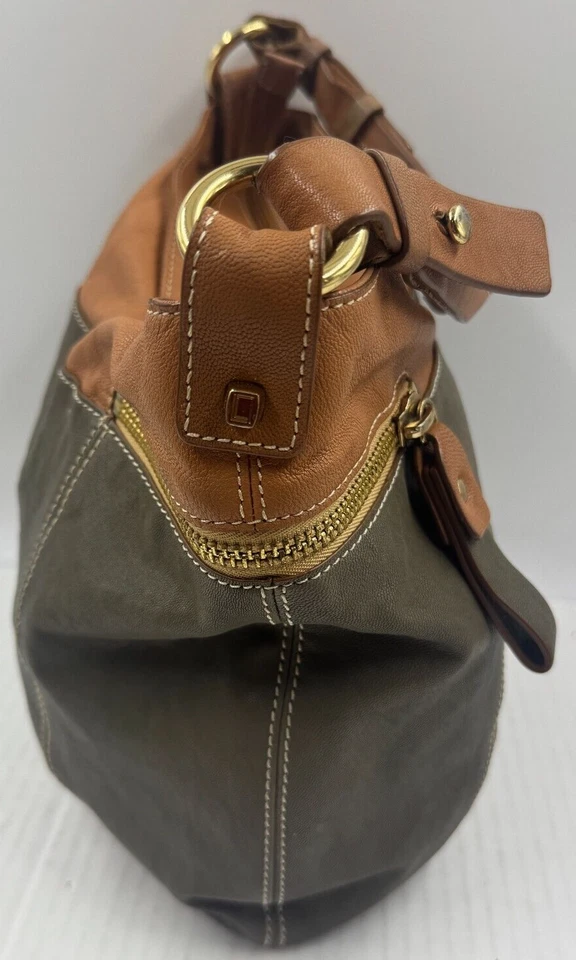 Luana Дамская сумка женщин серый коричневый из натуральной кожи внутренний карманы наплечная сумка - Изображение 4 из 4