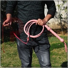 Cow Hide Leather BULL WHIP 06 Feet Long 12 Plaits Pink Color Indiana Jones Whip