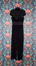 Vintage 90's Y2K Black Stretch Velvet Mesh Cocktail Mob Wife Jumpsuit 10