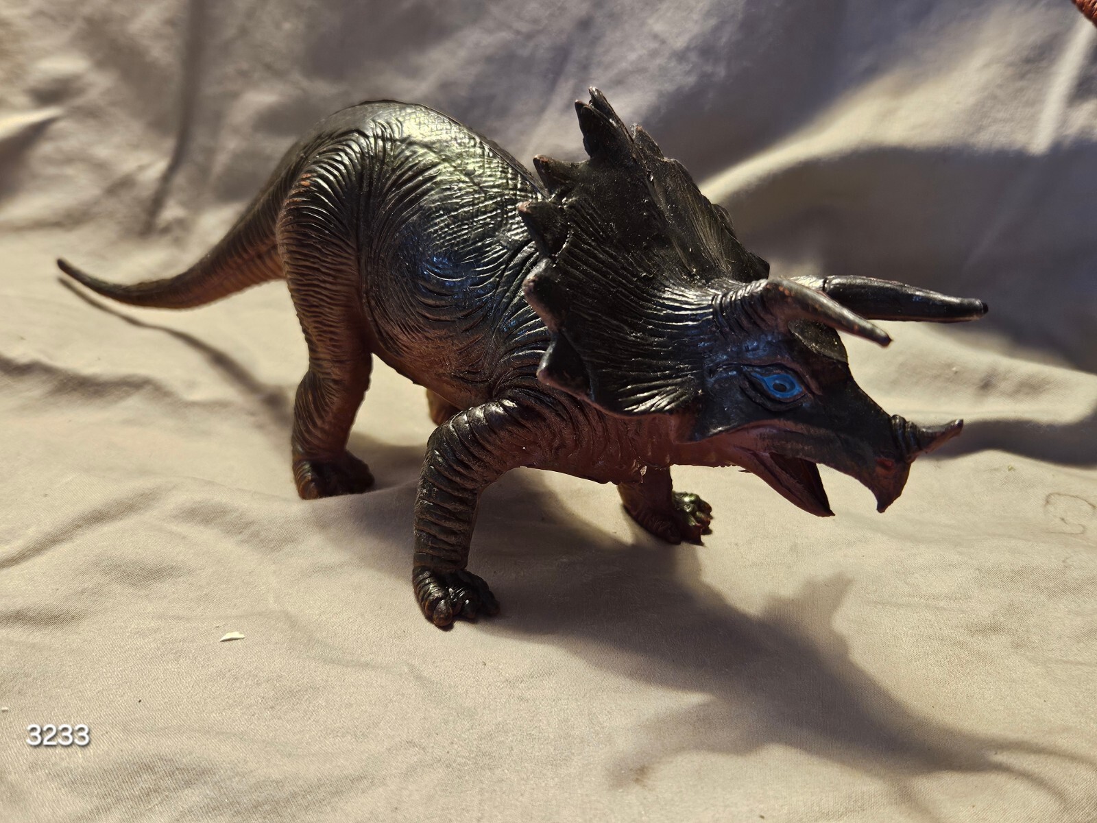 1987 Triceratops Dinosaur Plastic Rubber Toy Figure 10 Inches Across