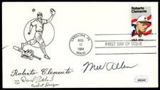 Mel Allen Signed FDC Cover JSA Clemente PR Stamp Cachet 