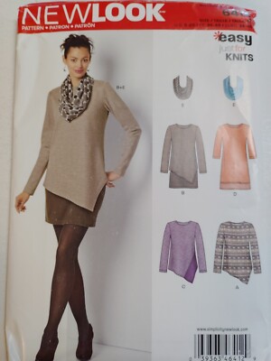 Pullover Top Long Sleeve Knit Scarf 8-20 Simplicity 6412 Sewing Pattern UC Easy