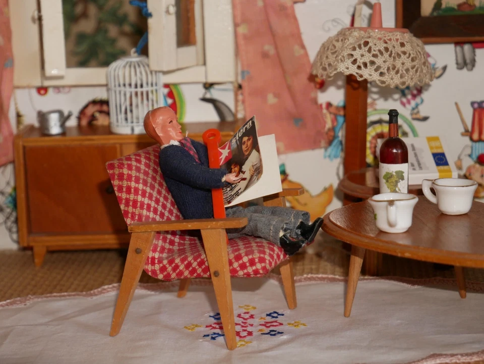 antike Puppenstube 50er Jahre, Puppenküche Puppenhaus, Minipuppenstube, Miniatur - Bild 3 von 4