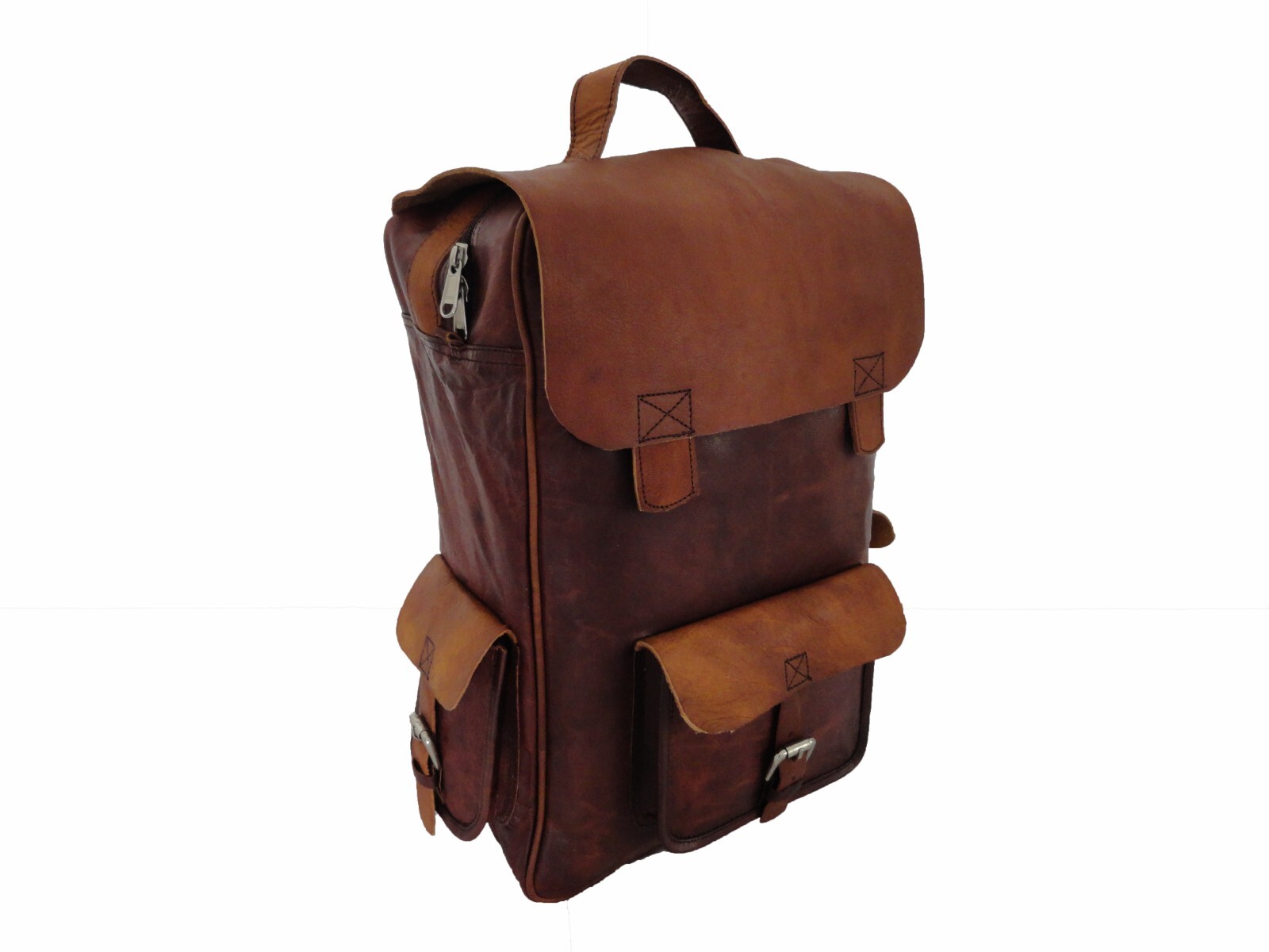 Mochila de cuero real Bolso de hombro Oficina Laptop Mochila Bolsos escolares...