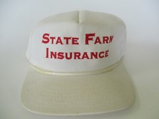Vtg State Farm Ins Advertising Trucker Hat Cap Leather Strapback MADE IN USA
